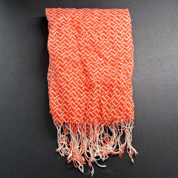 Orange Patterned Scarf - Picture 2 of 3